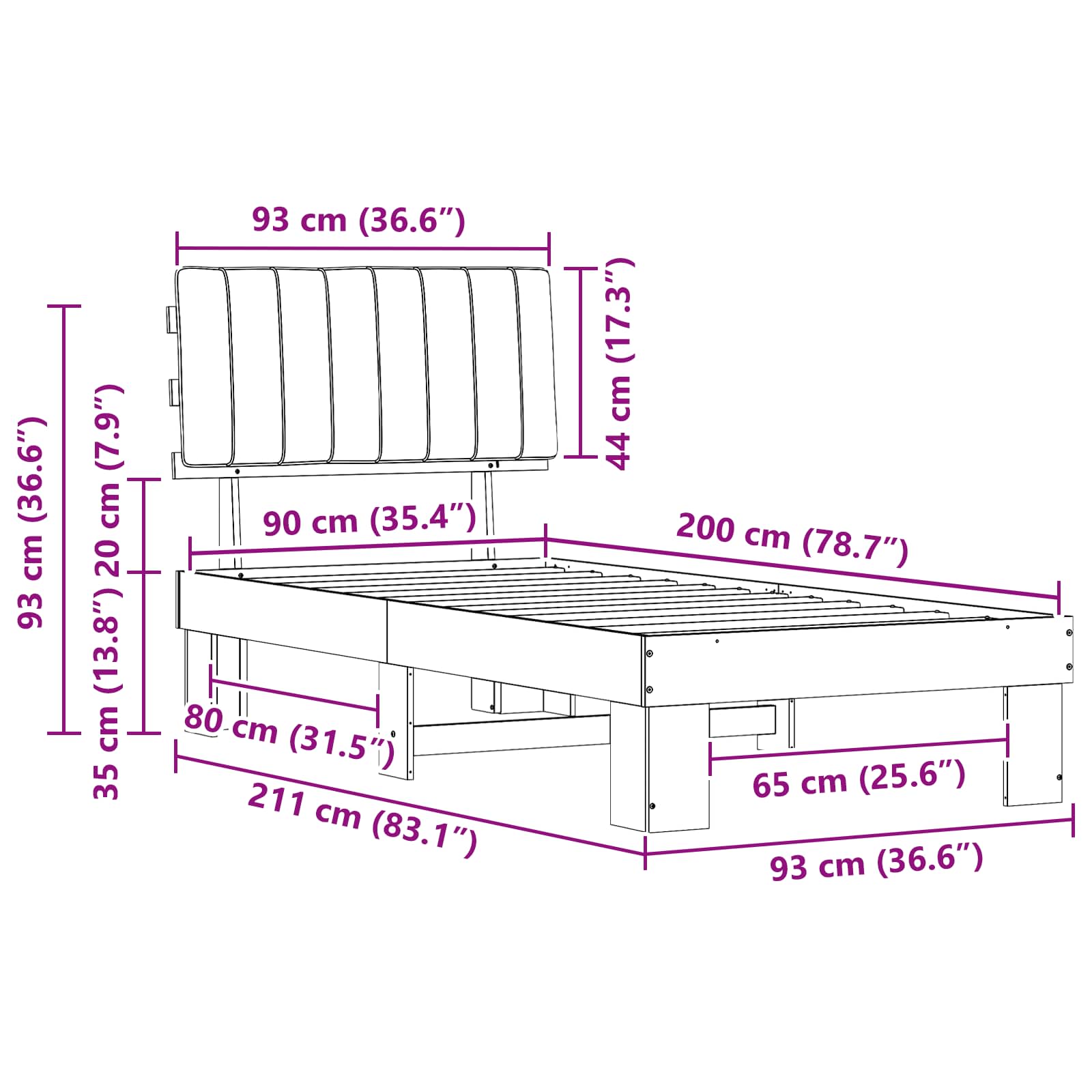 Rám Postele S Čalouněným Čelem S Čelo Taupe 90 X 200 Cm