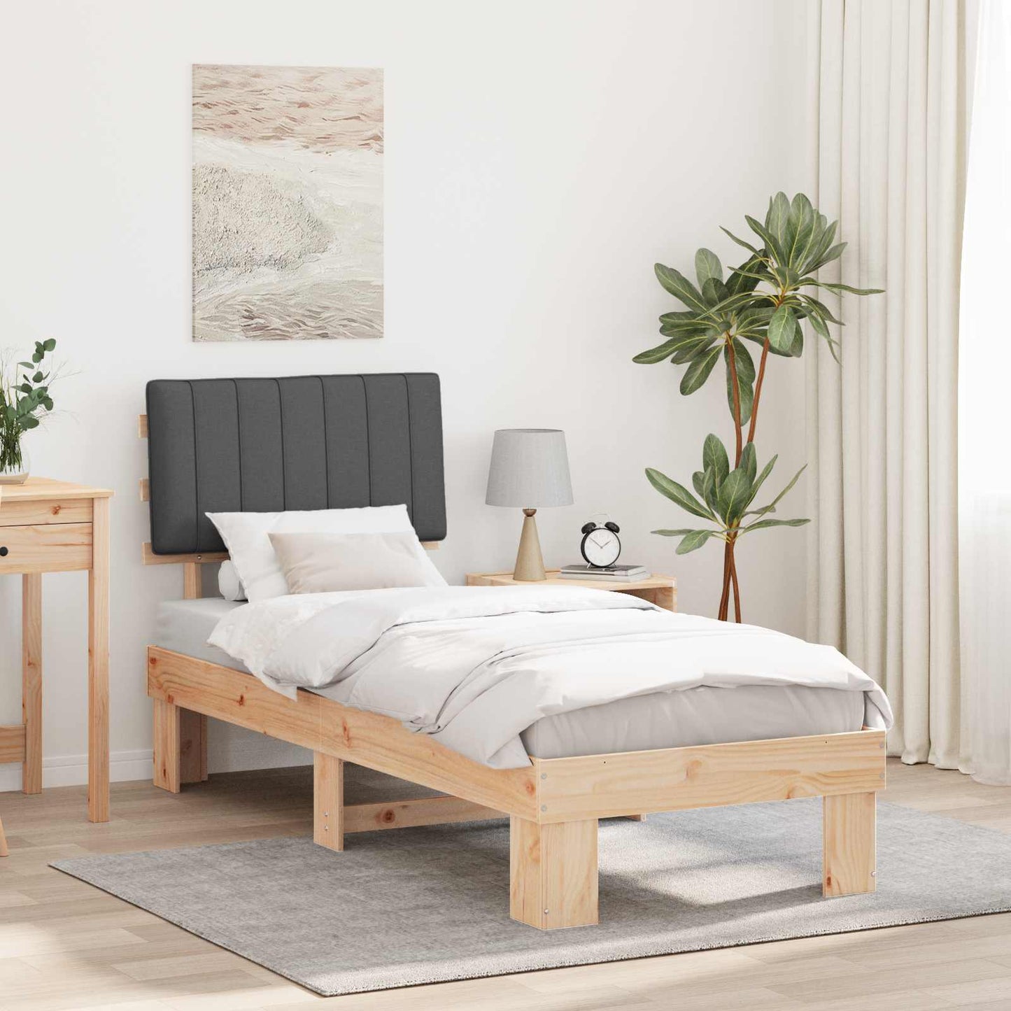 Rám Postele S Čalouněným Čelem S Čelo Tmavě Šedá 80 X 200 Cm