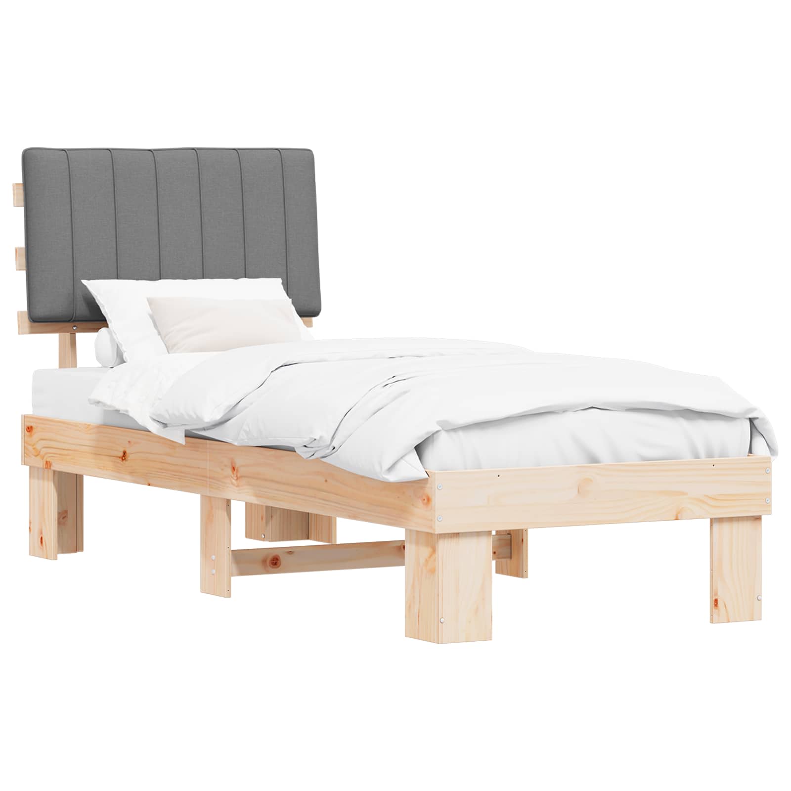 Rám Postele S Čalouněným Čelem S Čelo Světle Šedá 75 X 190 Cm