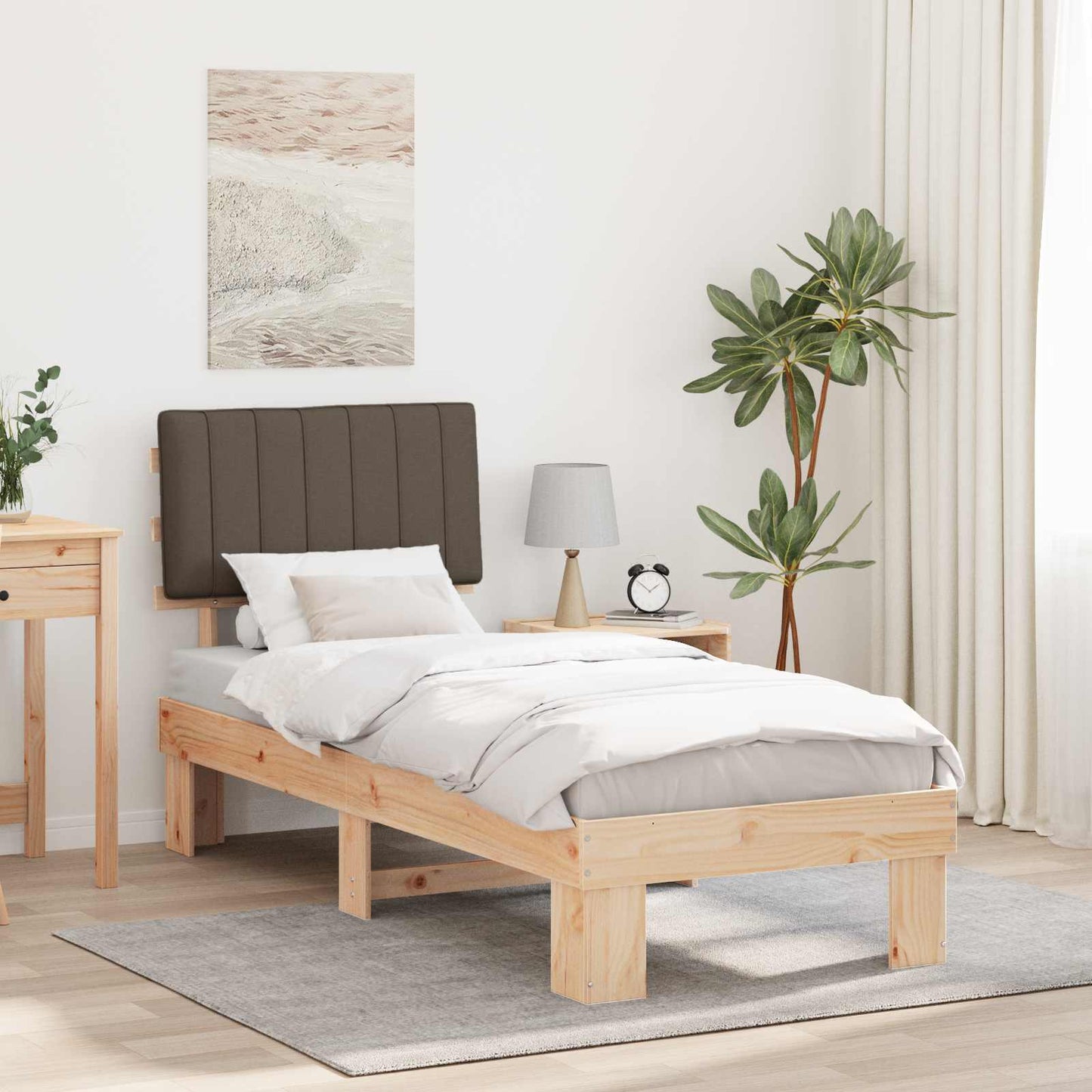 Rám Postele S Čalouněným Čelem S Čelo Taupe 75 X 190 Cm