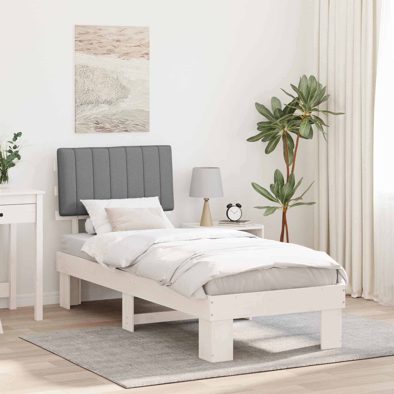Rám Postele S Čalouněným Čelem S Čelo Světle Šedá 75 X 190 Cm