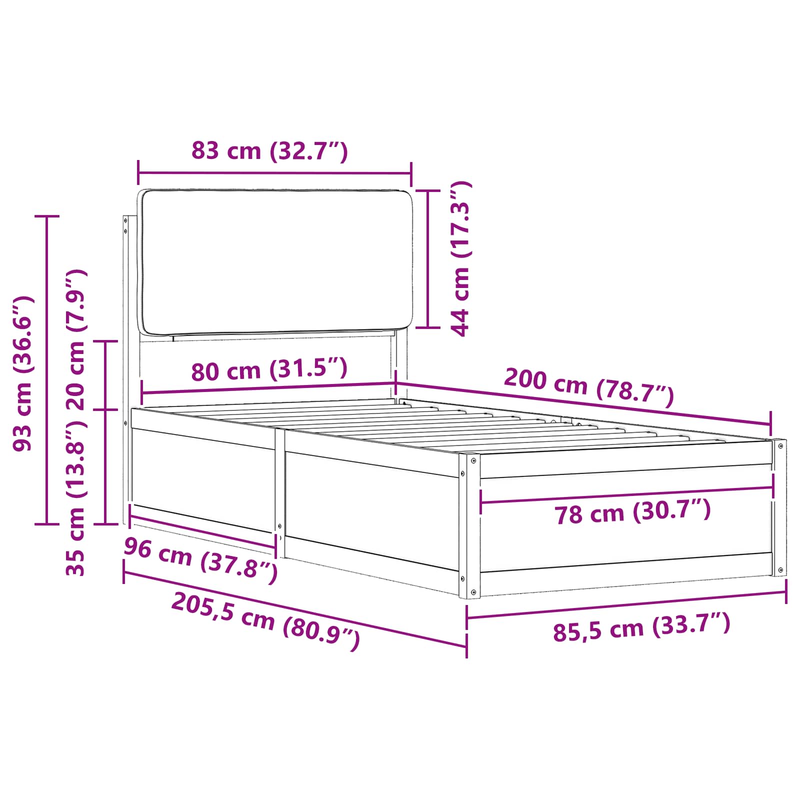 Rám Postele S Čalouněným Čelem S Čelo Taupe 80 X 200 Cm