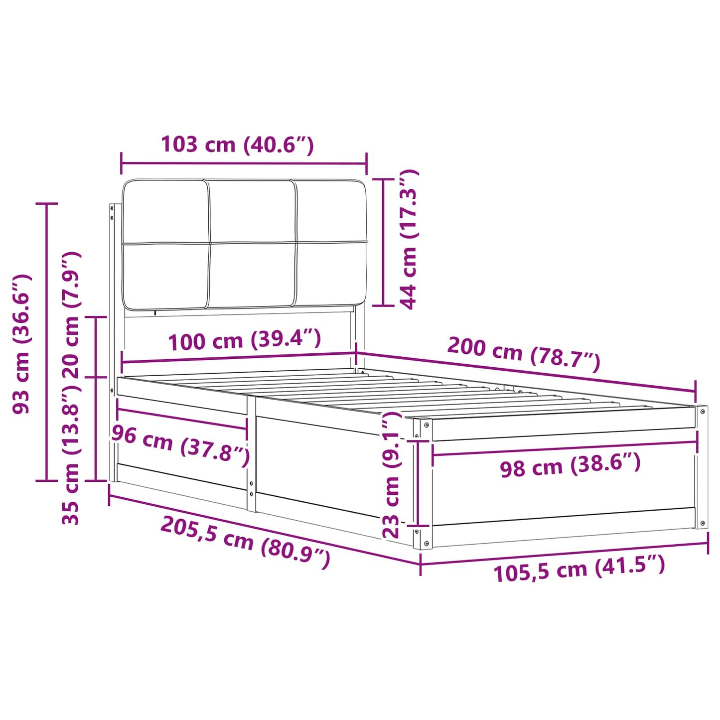 Rám Postele S Čalouněným Čelem S Čelo Světle Šedá 100 X 200 Cm