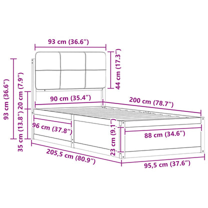 Rám Postele S Čalouněným Čelem S Čelo Světle Šedá 90 X 200 Cm