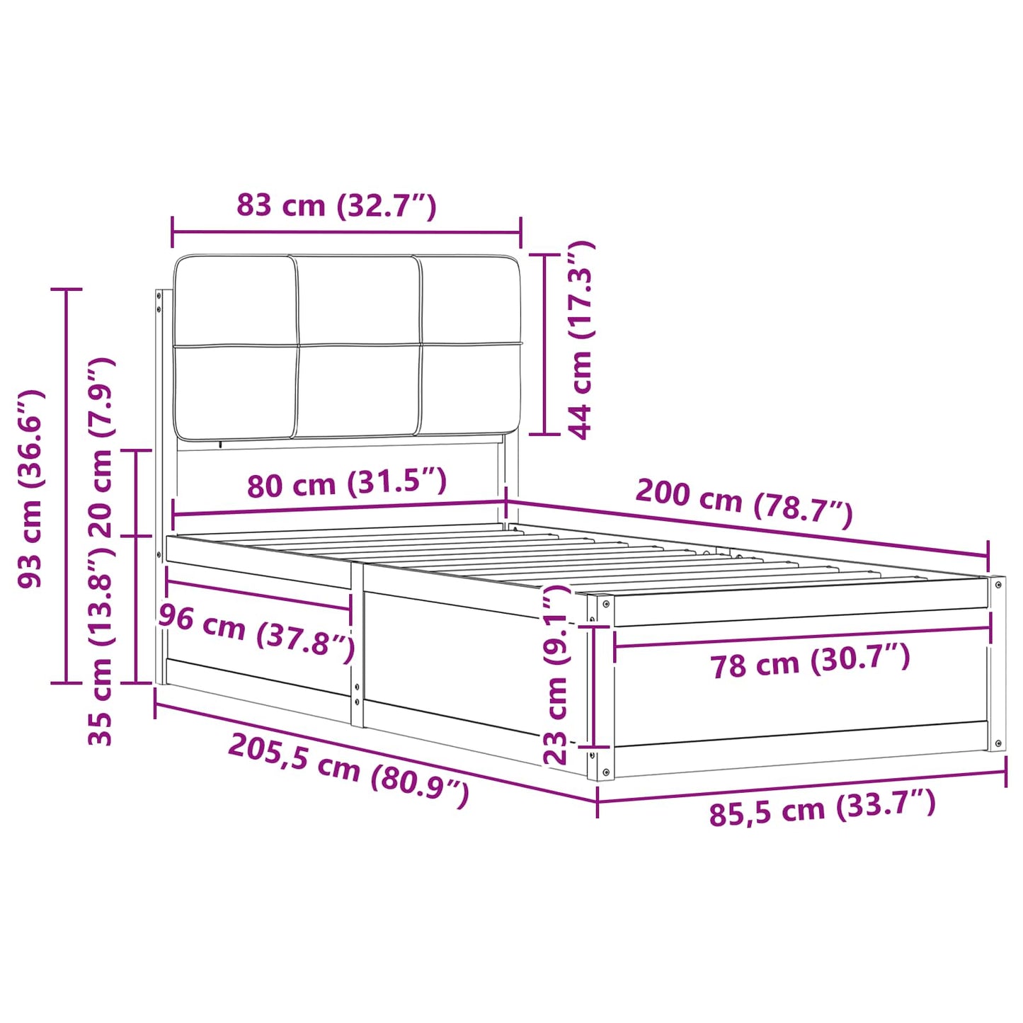 Rám Postele S Čalouněným Čelem S Čelo Taupe 80 X 200 Cm