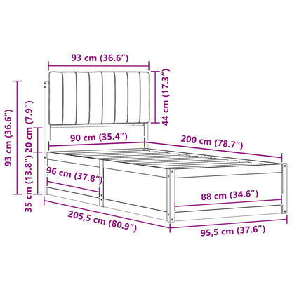 Rám Postele S Čalouněným Čelem S Čelo Černá 90 X 200 Cm
