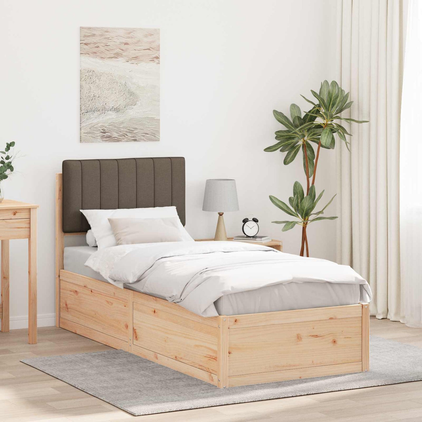 Rám Postele S Čalouněným Čelem S Čelo Taupe 75 X 190 Cm