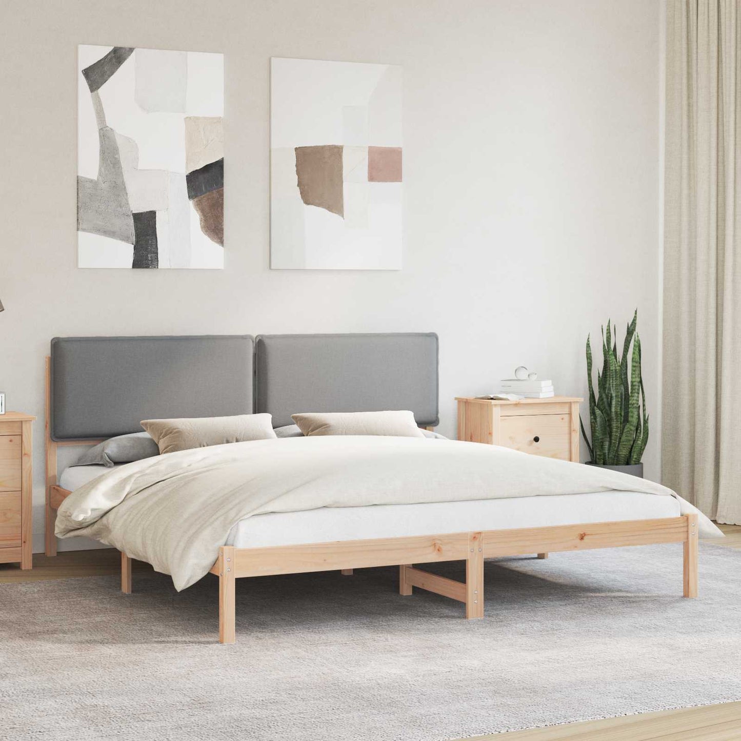 Rám Postele S Čalouněným Čelem Světle Šedá 180 X 200 Cm