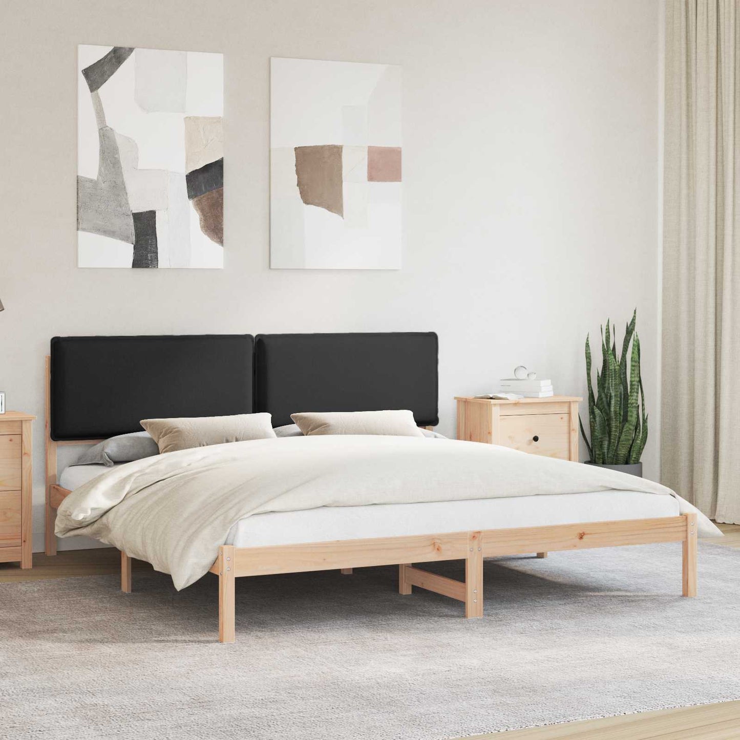 Rám Postele S Čalouněným Čelem Černý 180 X 200 Cm