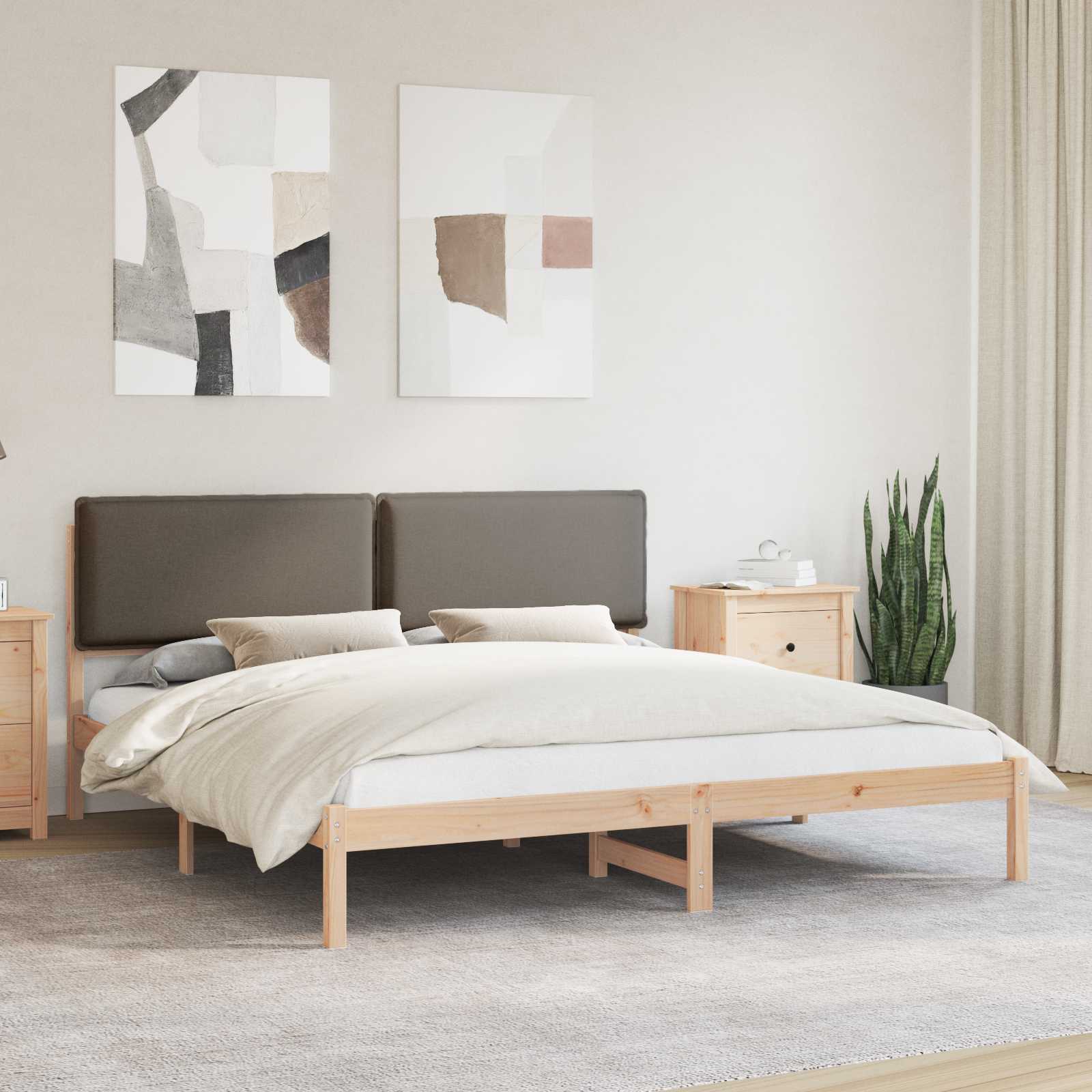 Rám Postele S Čalouněným Čelem Taupe 180 X 200 Cm