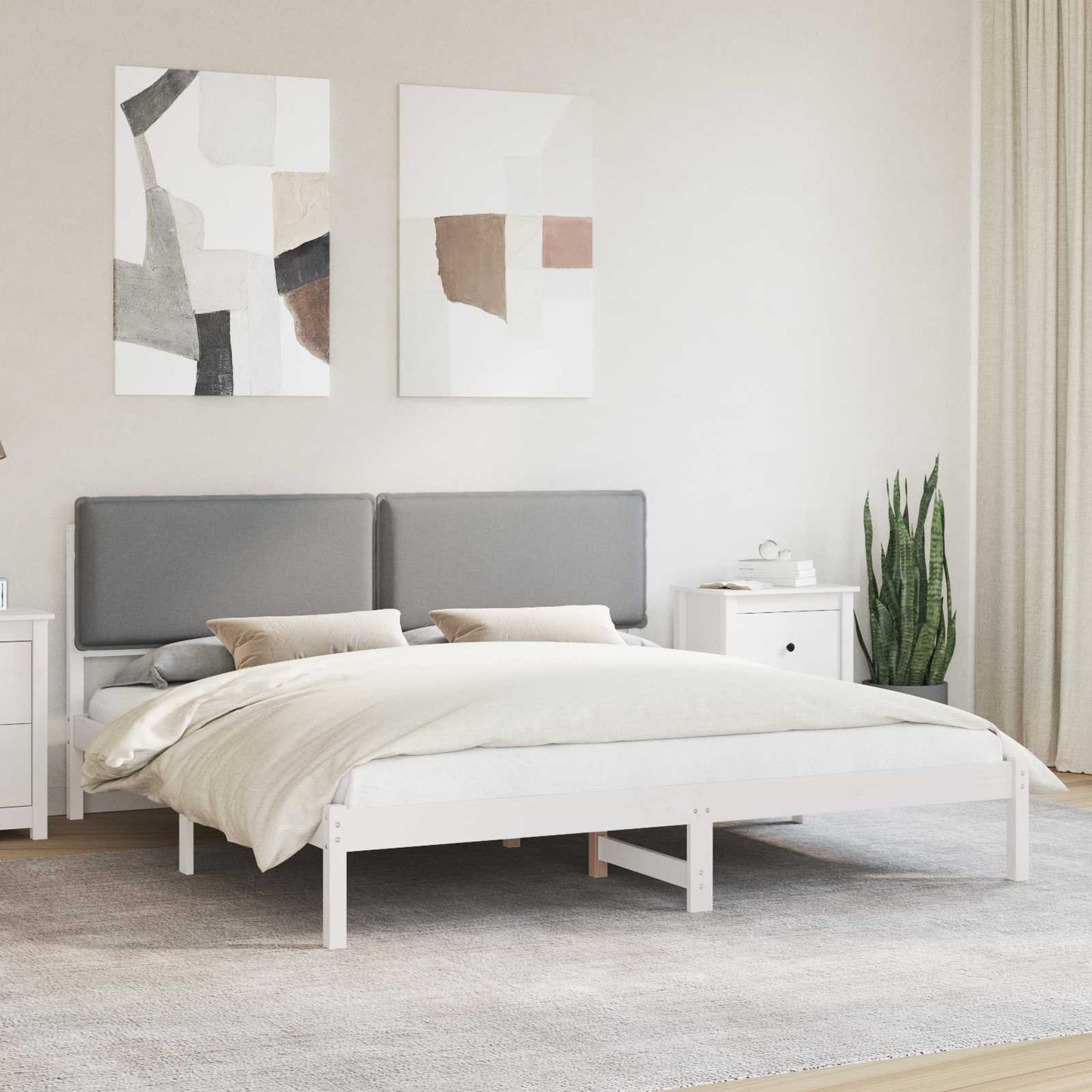 Rám Postele S Čalouněným Čelem Světle Šedá 180 X 200 Cm