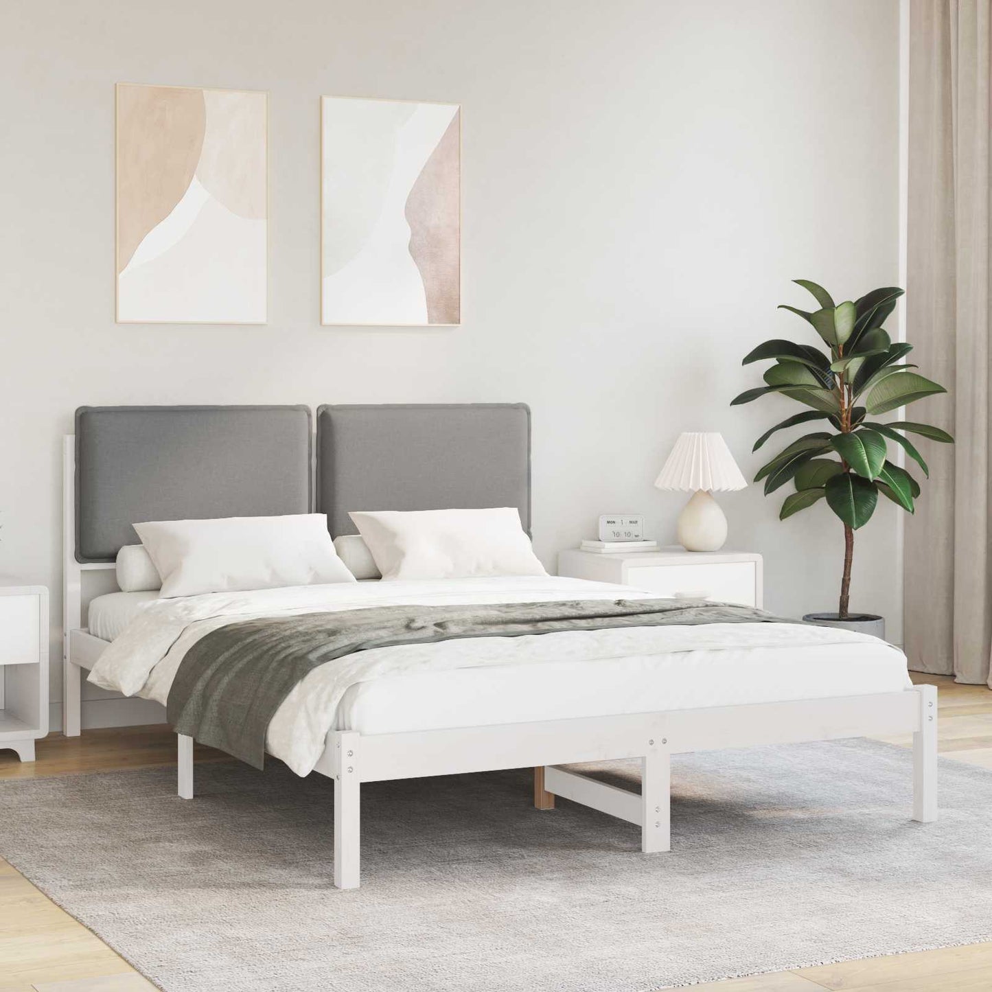 Rám Postele S Čalouněným Čelem Světle Šedá 160 X 200 Cm