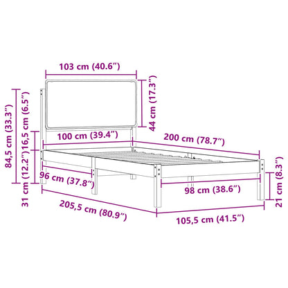 Rám Postele S Čalouněným Čelem Světle Šedá 100 X 200 Cm