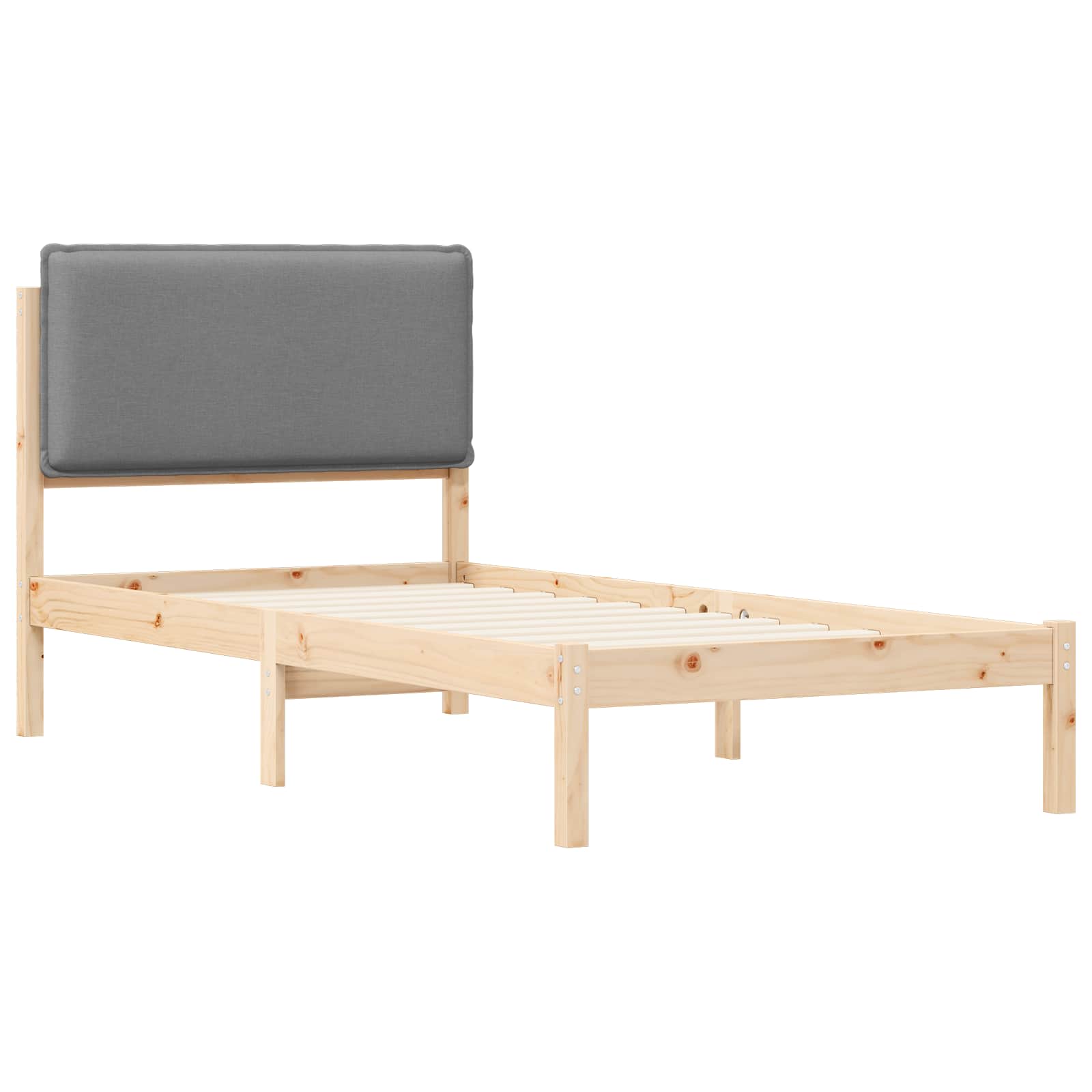 Rám Postele S Čalouněným Čelem Světle Šedá 90 X 200 Cm