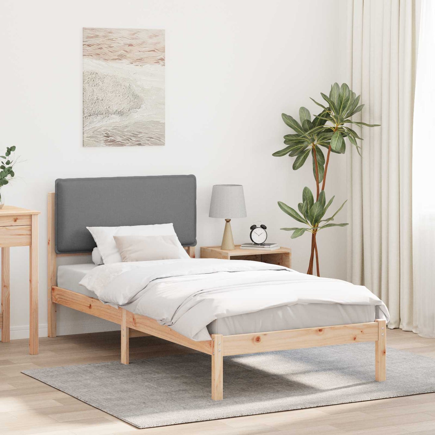 Rám Postele S Čalouněným Čelem Světle Šedá 80 X 200 Cm