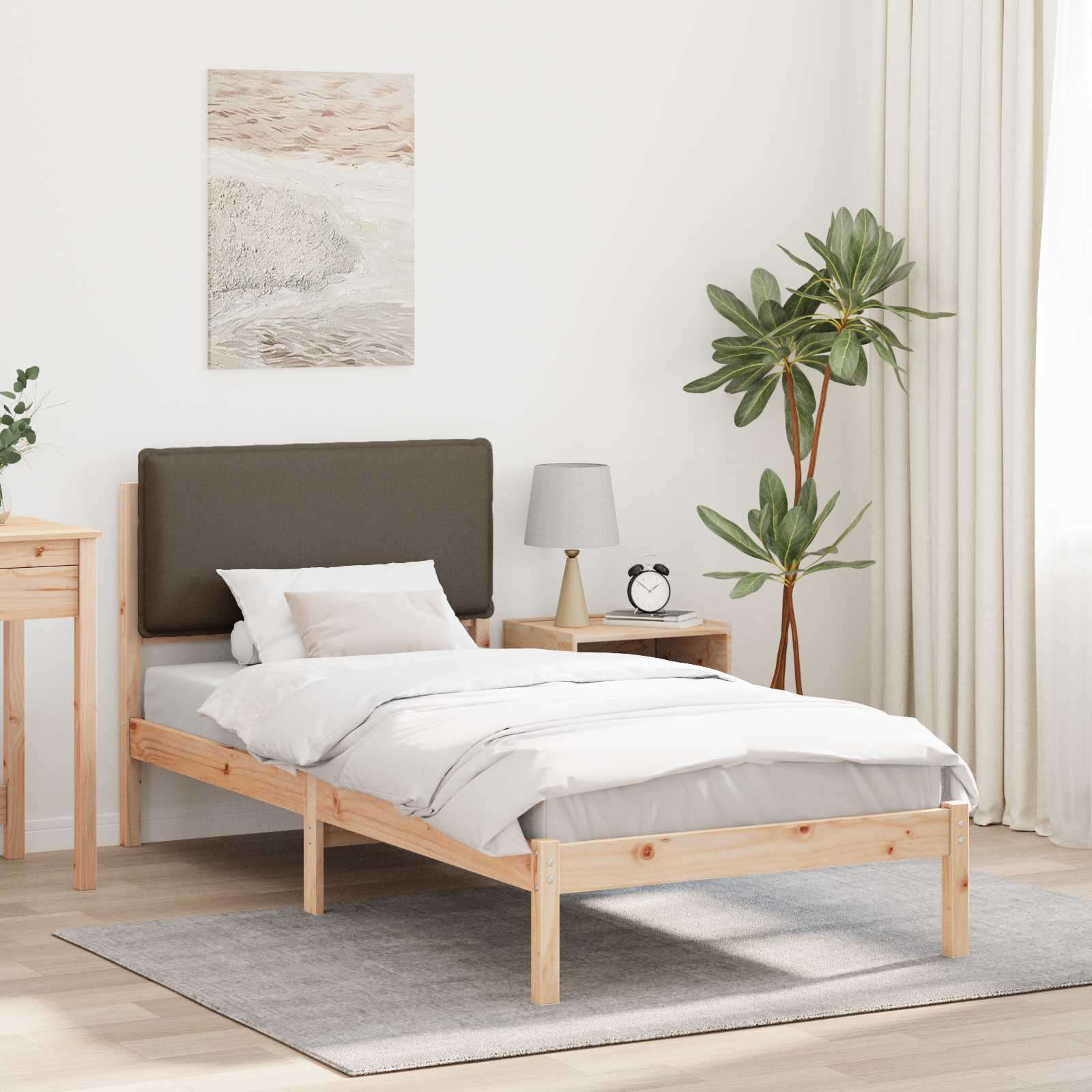 Rám Postele S Čalouněným Čelem Taupe 80 X 200 Cm