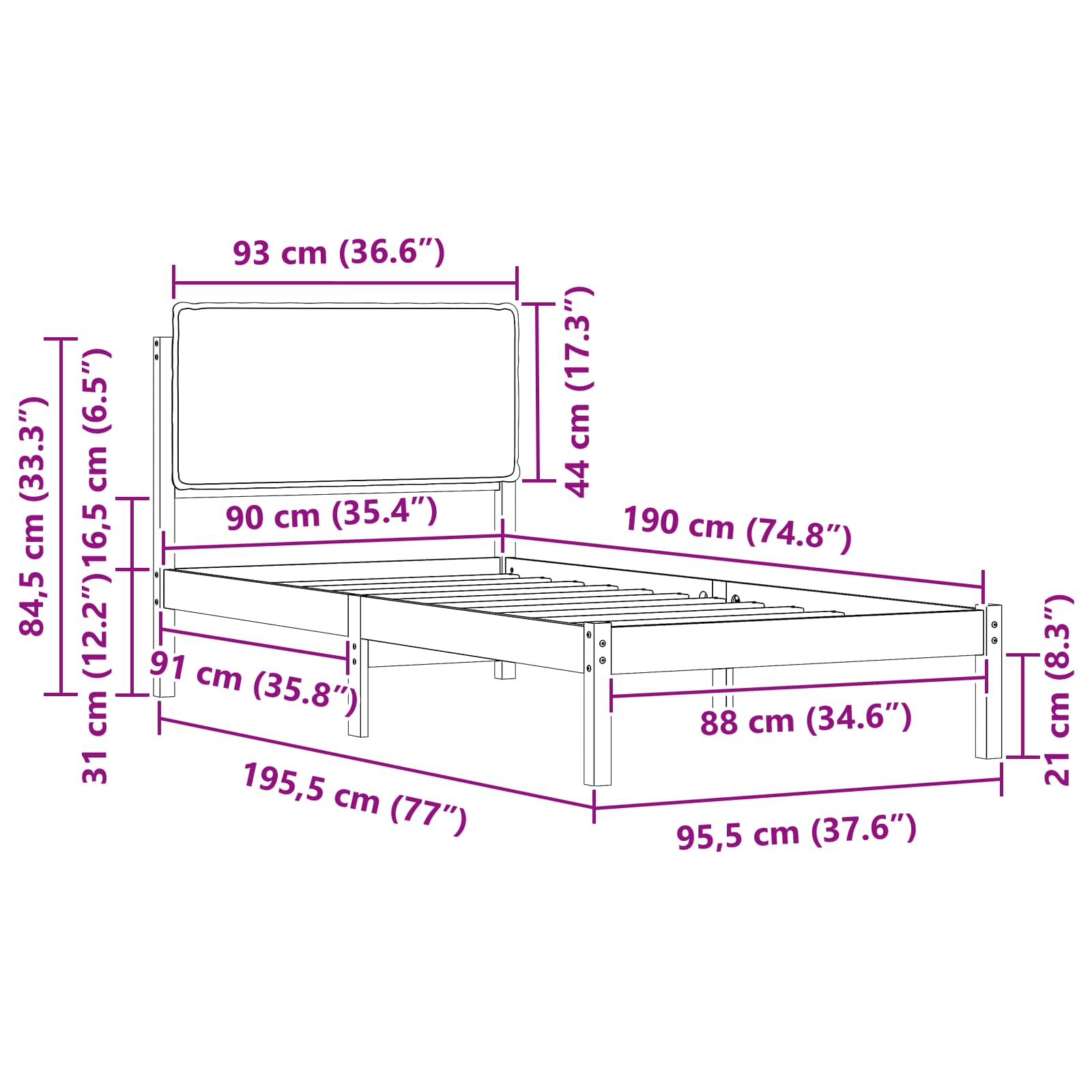 Rám Postele S Čalouněným Čelem Taupe 90 X 190 Cm