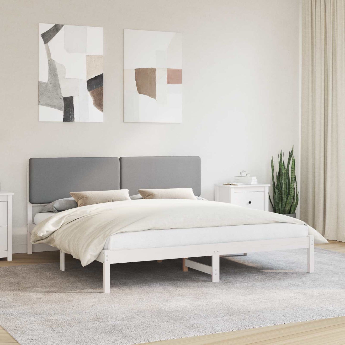 Rám Postele S Čalouněným Čelem S Čelo Světle Šedá 180 X 200 Cm