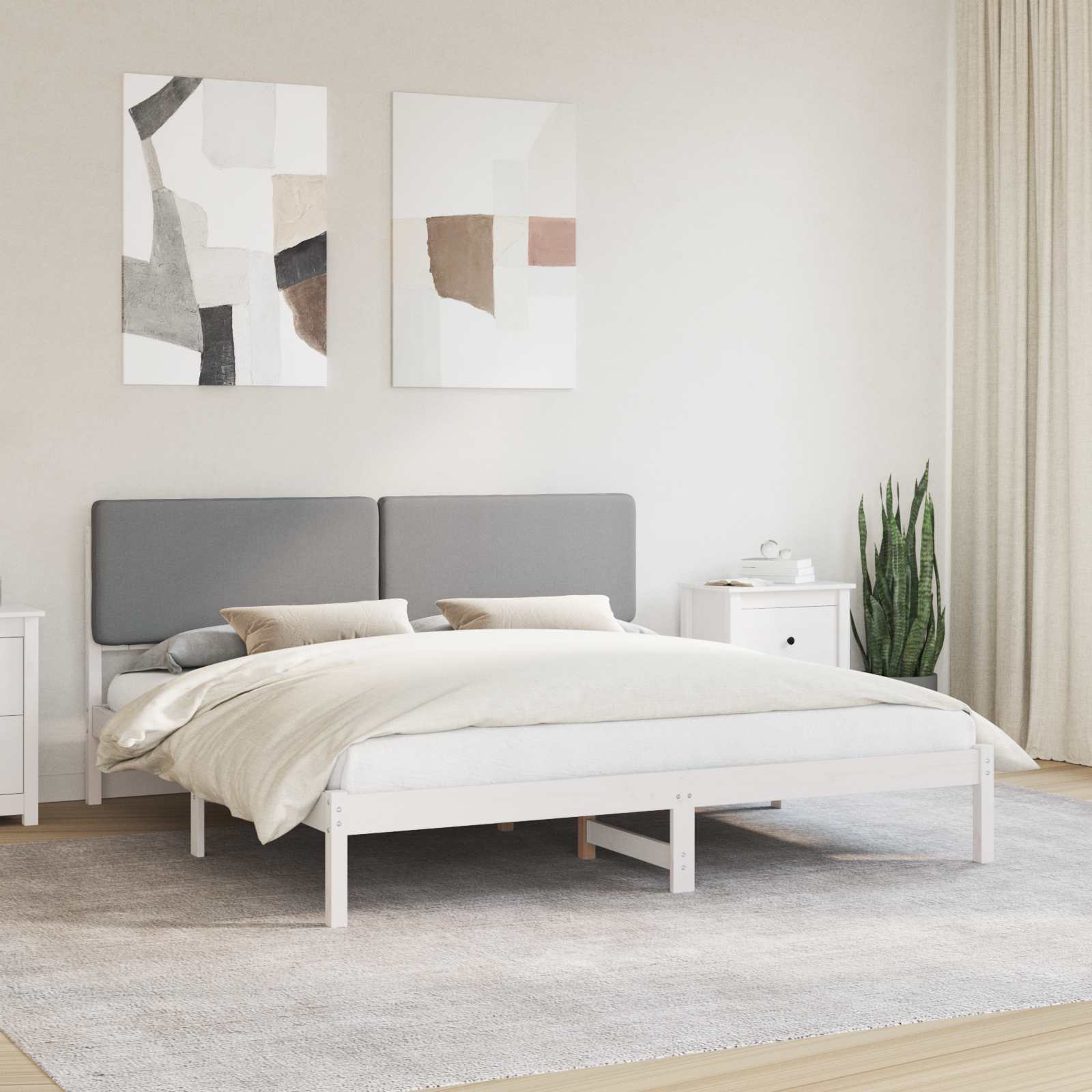 Rám Postele S Čalouněným Čelem S Čelo Světle Šedá 180 X 200 Cm