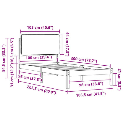 Rám Postele S Čalouněným Čelem S Čelo Světle Šedá 100 X 200 Cm