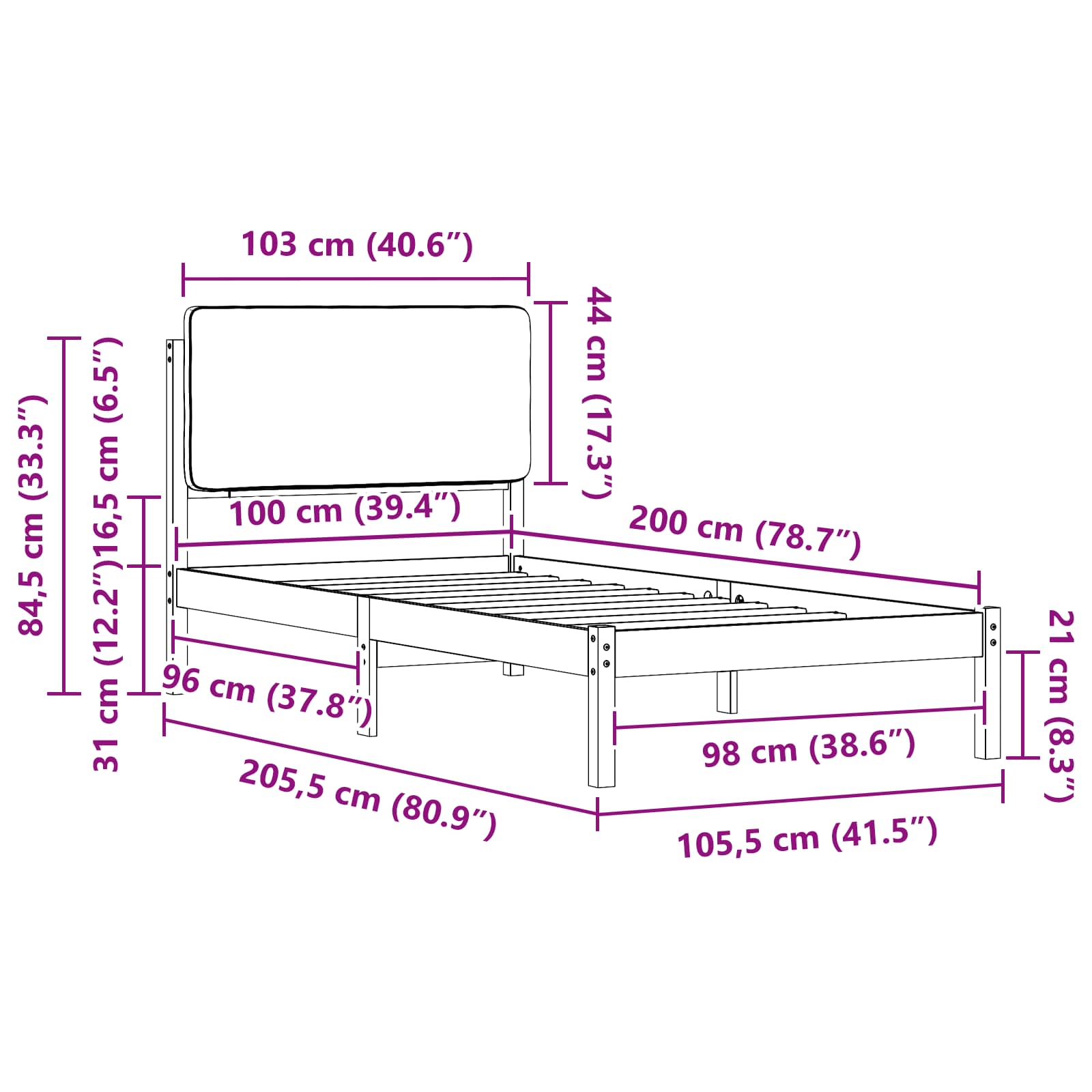 Rám Postele S Čalouněným Čelem S Čelo Tmavě Šedá 100 X 200 Cm