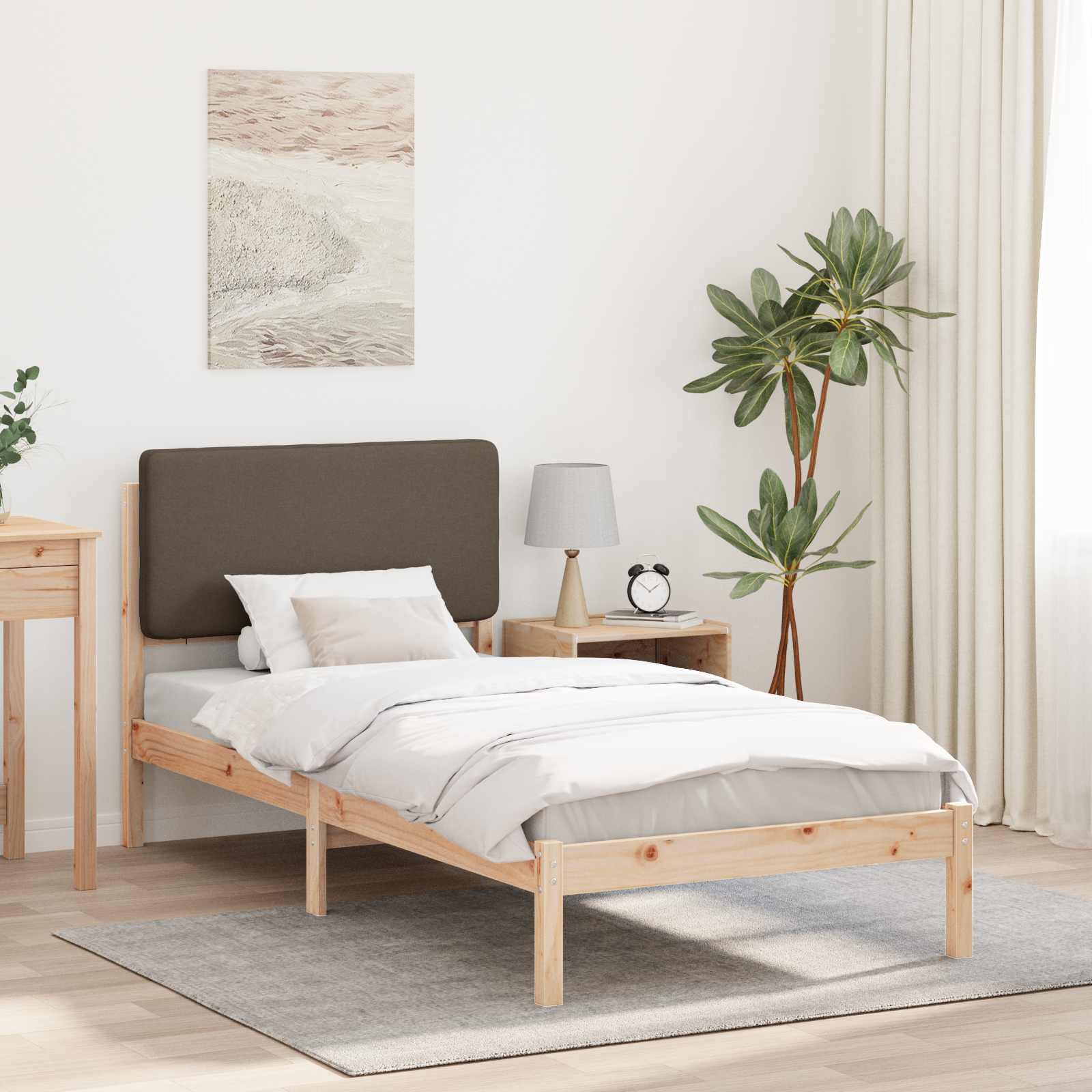 Rám Postele S Čalouněným Čelem S Čelo Taupe 80 X 200 Cm