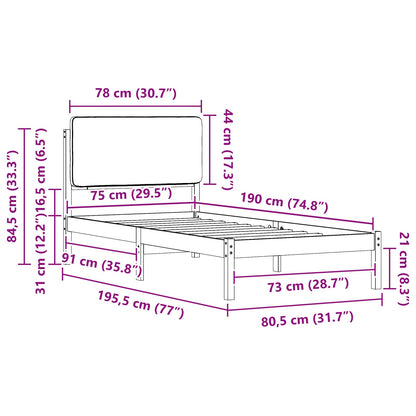 Rám Postele S Čalouněným Čelem S Čelo Světle Šedá 75 X 190 Cm