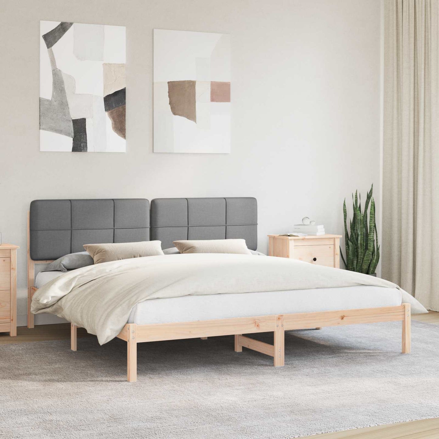 Rám Postele S Čalouněným Čelem S Čelo Světle Šedá 180 X 200 Cm