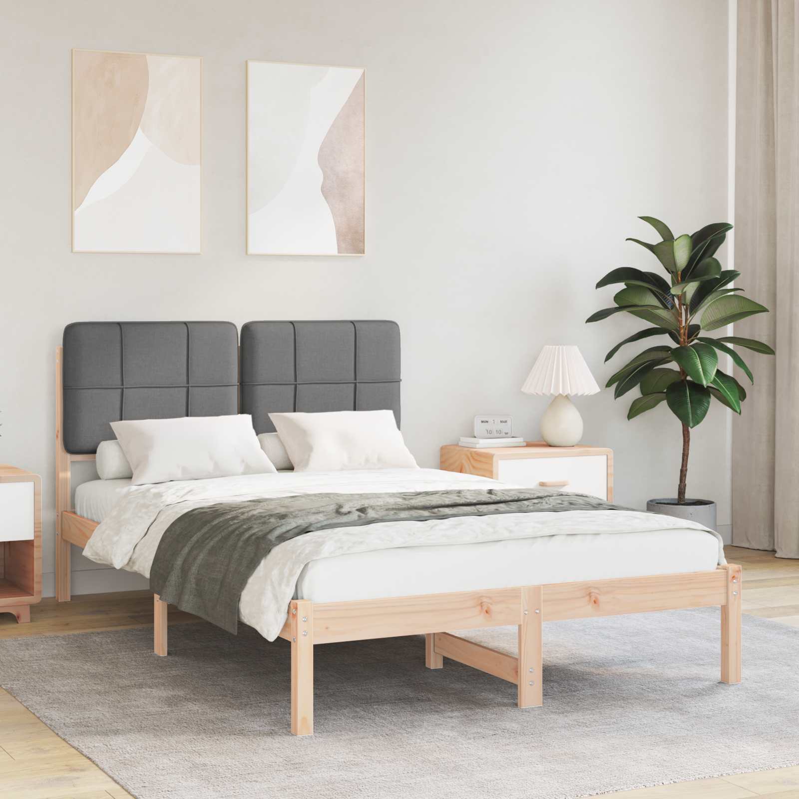 Rám Postele S Čalouněným Čelem S Čelo Tmavě Šedá 120 X 200 Cm