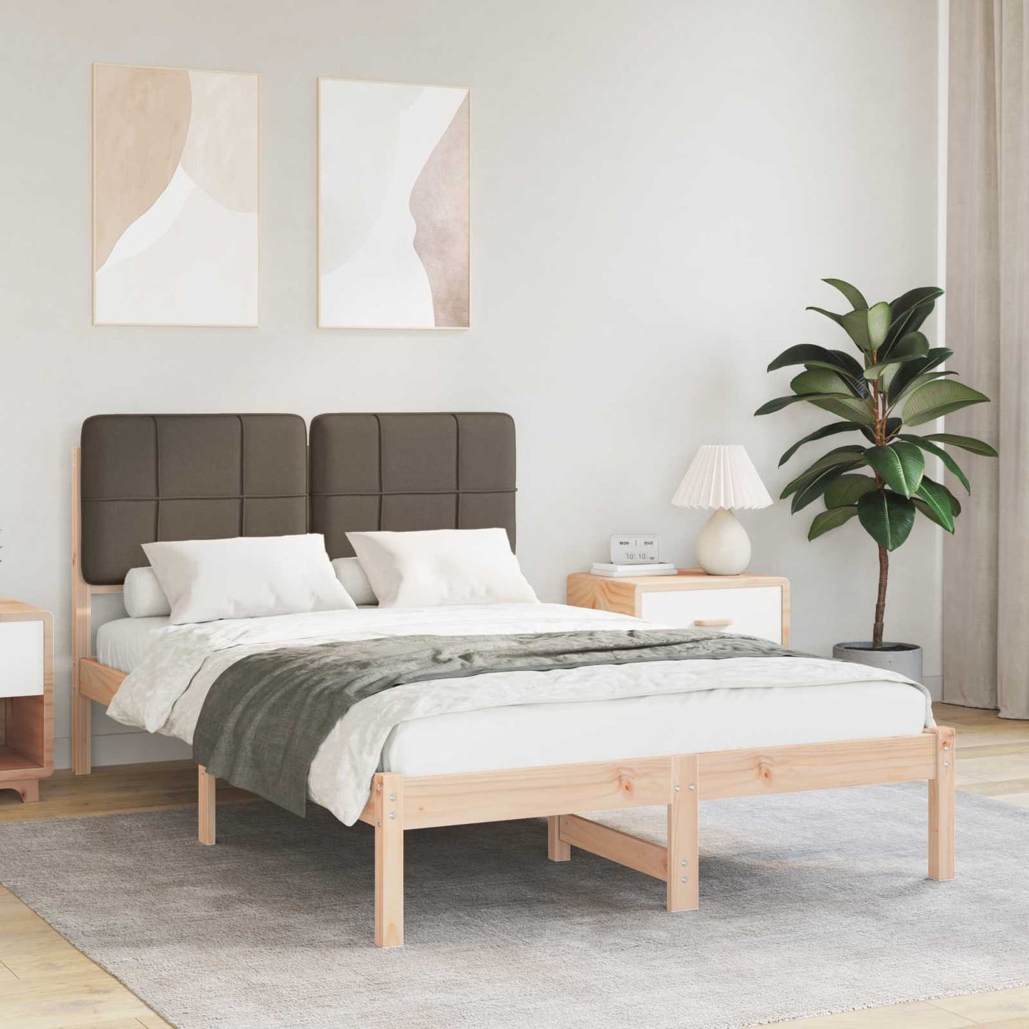 Rám Postele S Čalouněným Čelem S Čelo Taupe 120 X 200 Cm