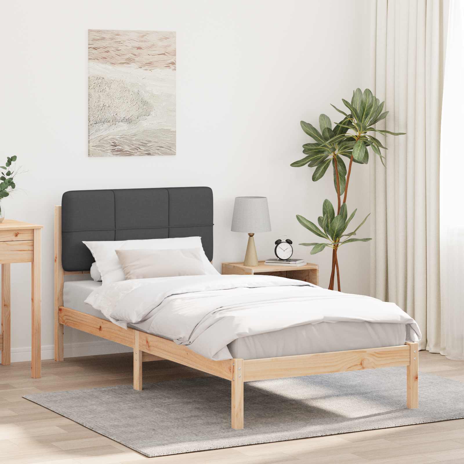 Rám Postele S Čalouněným Čelem S Čelo Tmavě Šedá 90 X 200 Cm