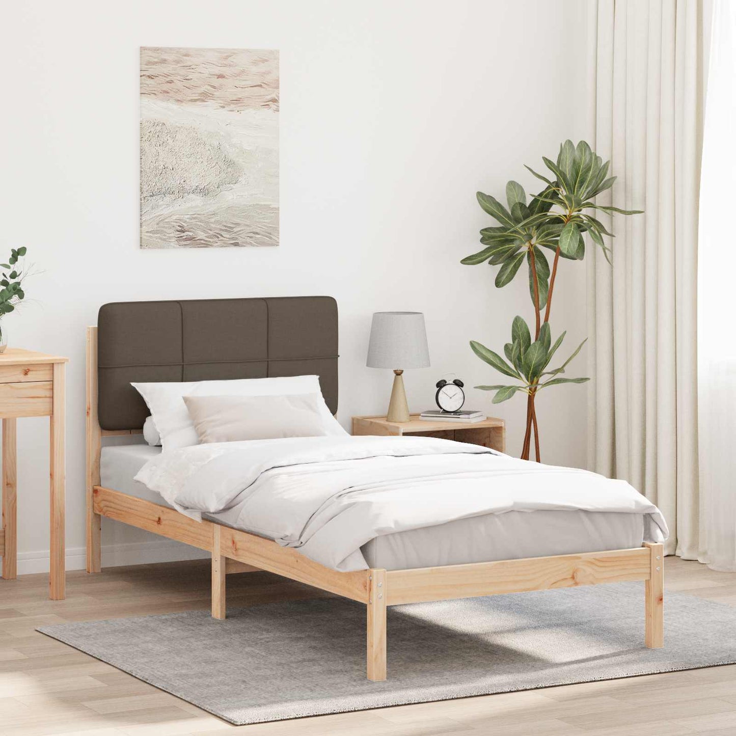 Rám Postele S Čalouněným Čelem S Čelo Taupe 90 X 200 Cm