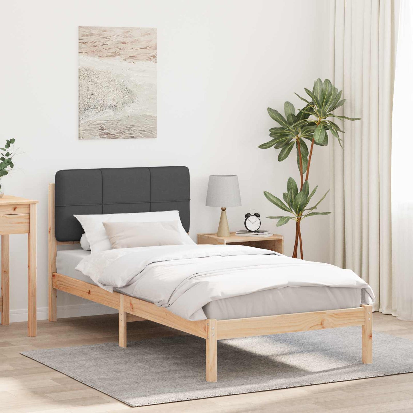 Rám Postele S Čalouněným Čelem S Čelo Tmavě Šedá 80 X 200 Cm