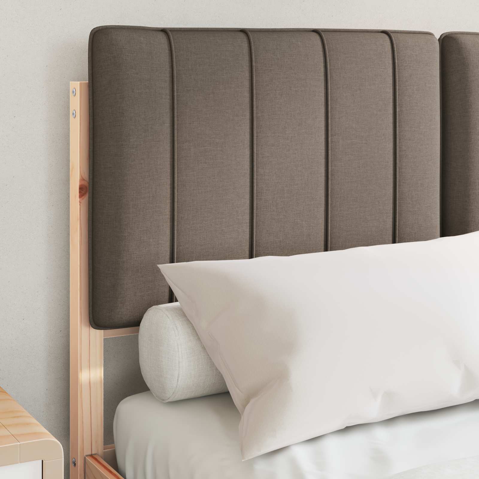 Rám Postele S Čalouněným Čelem Přírodní A Taupe 120 X 200 Cm
