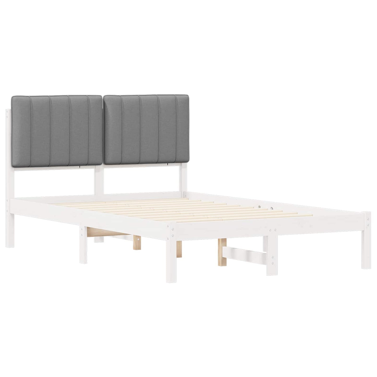 Rám Postele S Čalouněným Čelem Bílá A Světlá Šedá 120 X 200 Cm