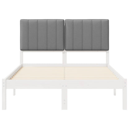 Rám Postele S Čalouněným Čelem Bílá A Světlá Šedá 120 X 200 Cm