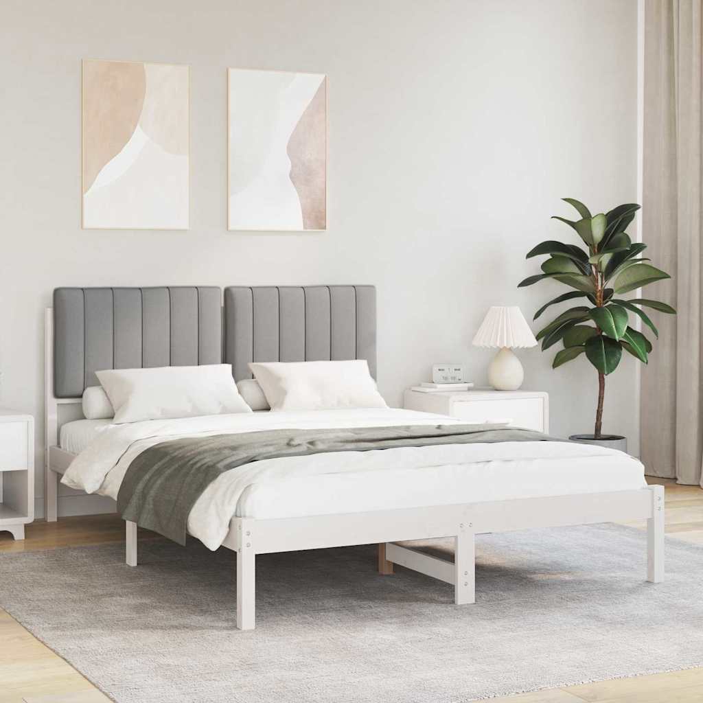 Rám Postele S Čalouněným Čelem Světle Šedá 140 X 190 Cm