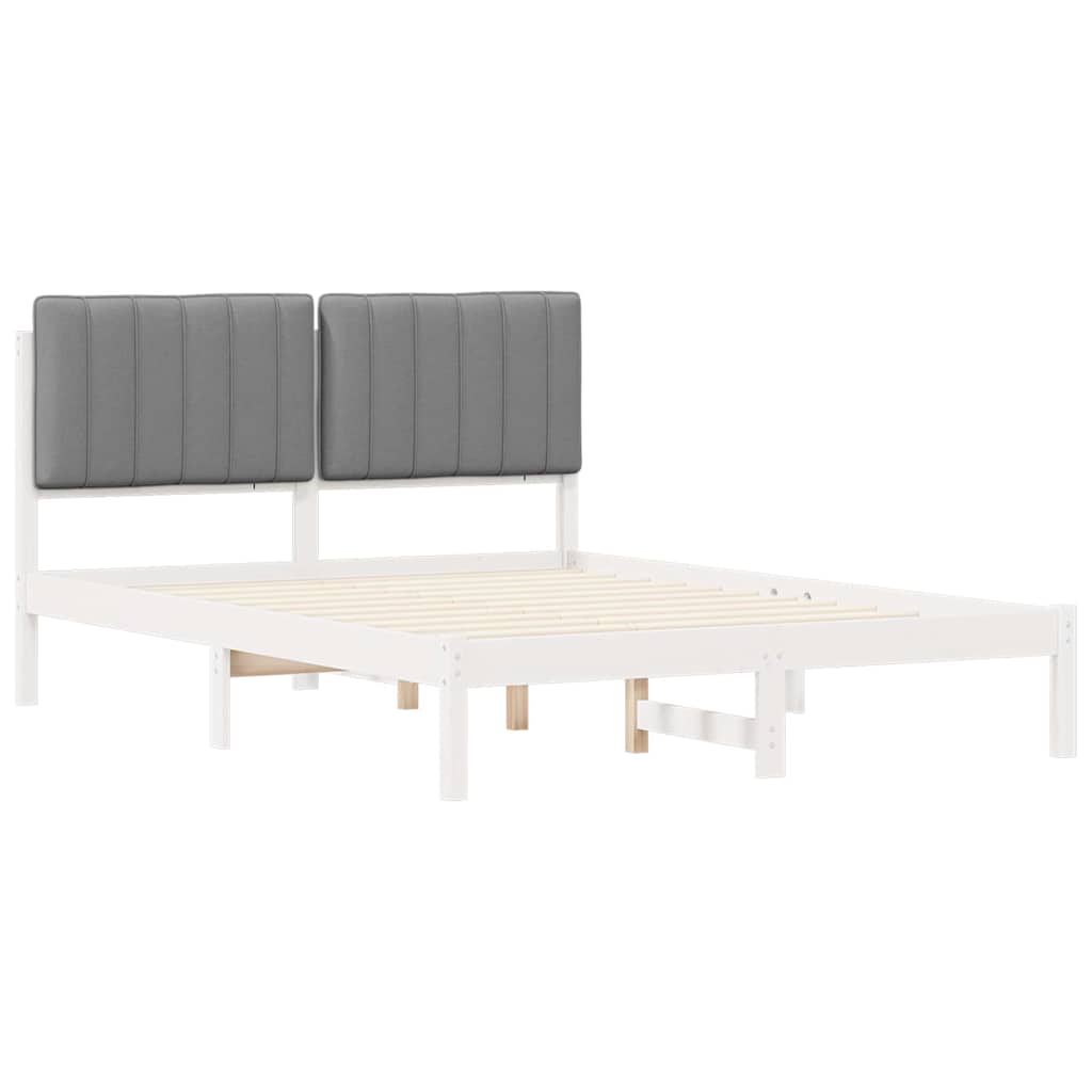 Rám Postele S Čalouněným Čelem Světle Šedá 140 X 190 Cm