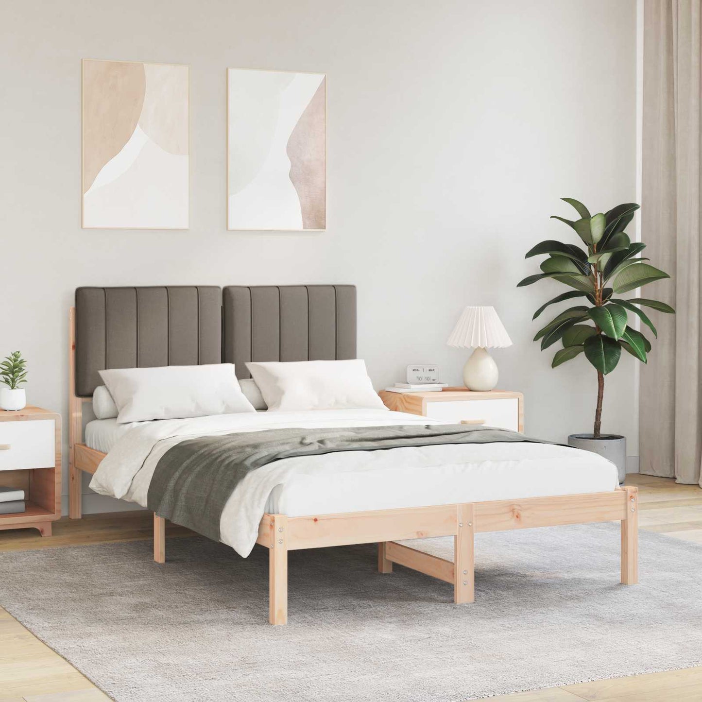 Rám Postele S Čalouněným Čelem Taupe 120 X 190 Cm