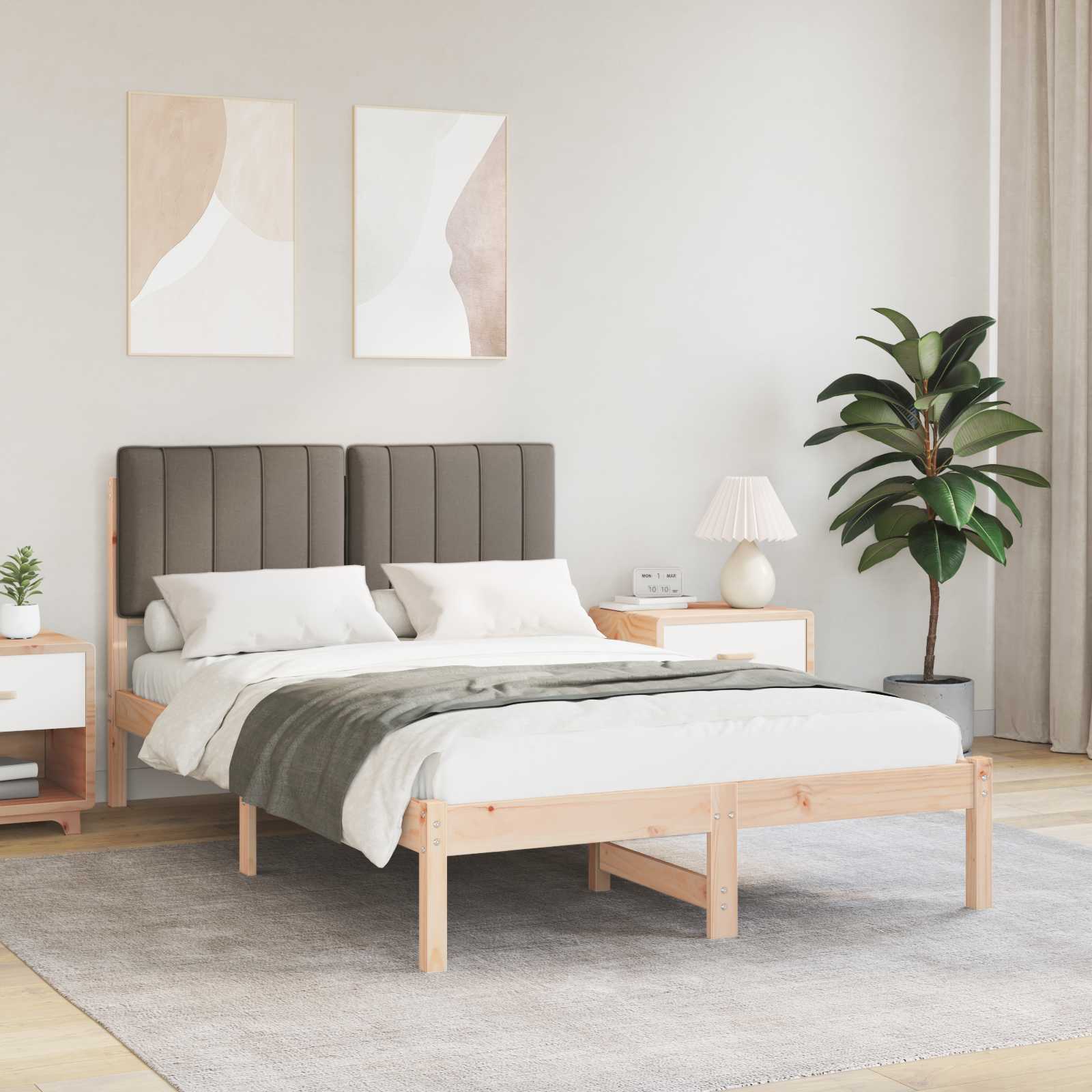 Rám Postele S Čalouněným Čelem Taupe 120 X 190 Cm