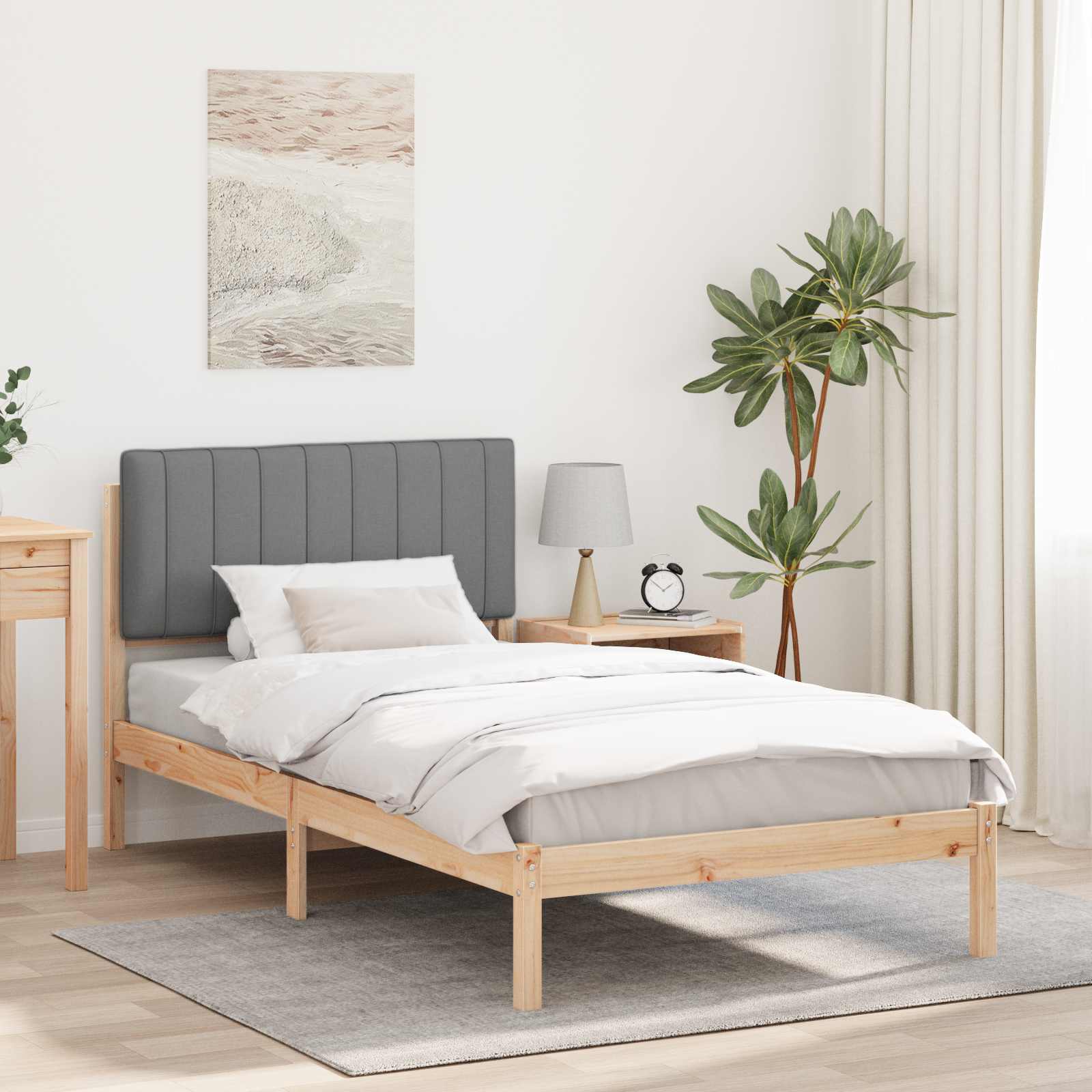 Rám Postele S Čalouněným Čelem Světle Šedá 100 X 200 Cm