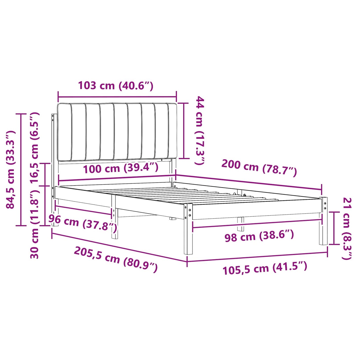 Rám Postele S Čalouněným Čelem Světle Šedá 100 X 200 Cm