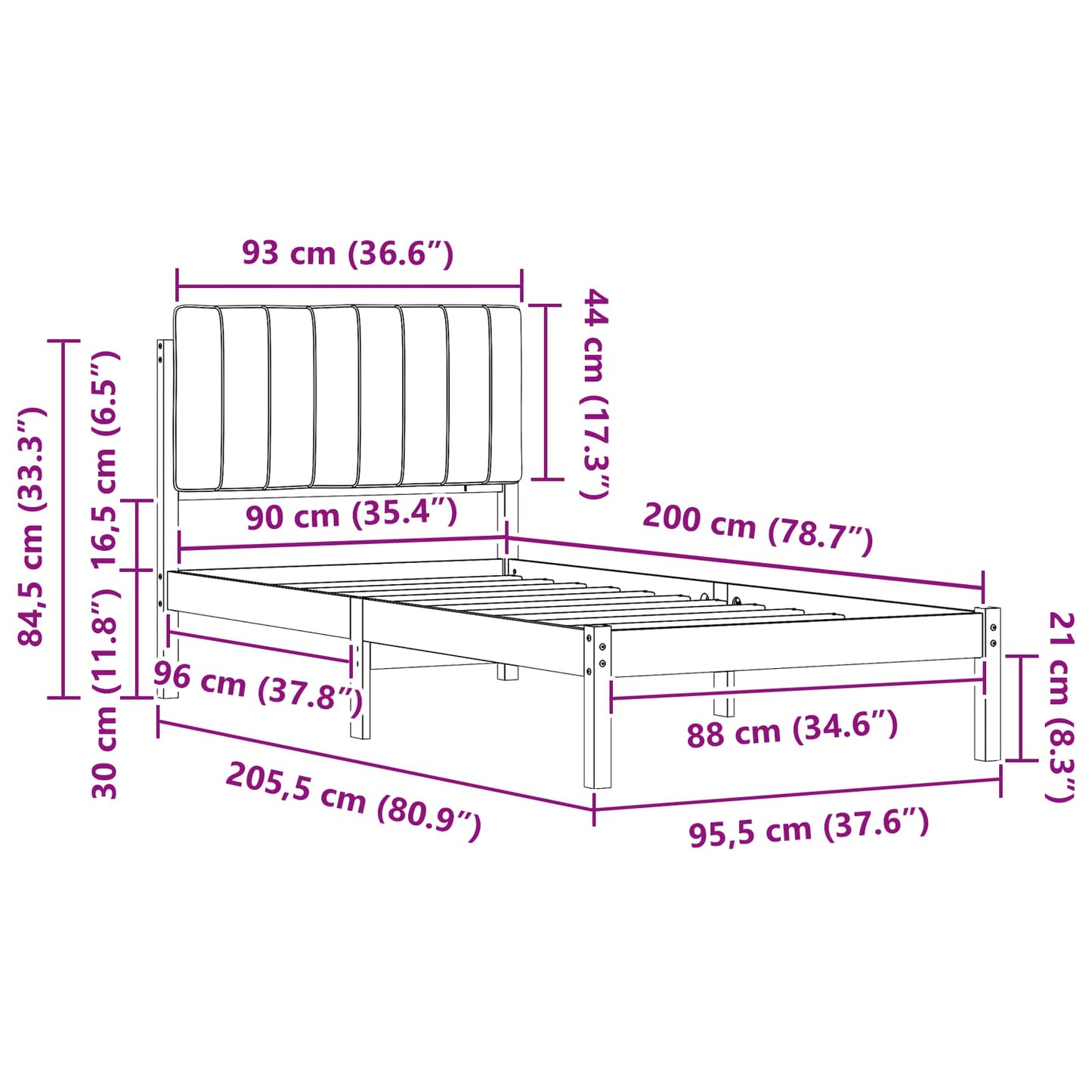 Rám Postele S Čalouněným Čelem Přírodní A Taupe 90 X 200 Cm
