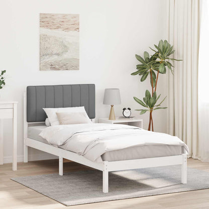 Rám Postele S Čalouněným Čelem Bílá A Světlá Šedá 90 X 200 Cm