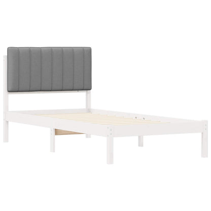 Rám Postele S Čalouněným Čelem Bílá A Světlá Šedá 90 X 200 Cm