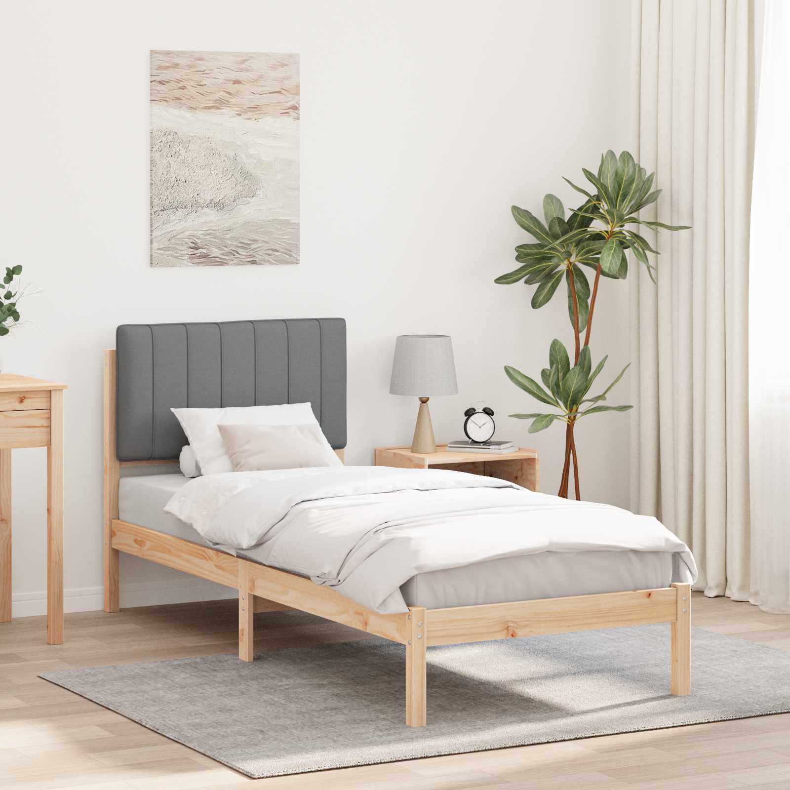 Rám Postele S Čalouněným Čelem Světle Šedá 80 X 200 Cm