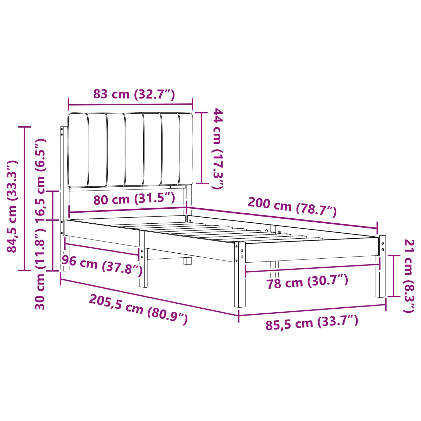 Rám Postele S Čalouněným Čelem Taupe 80 X 200 Cm