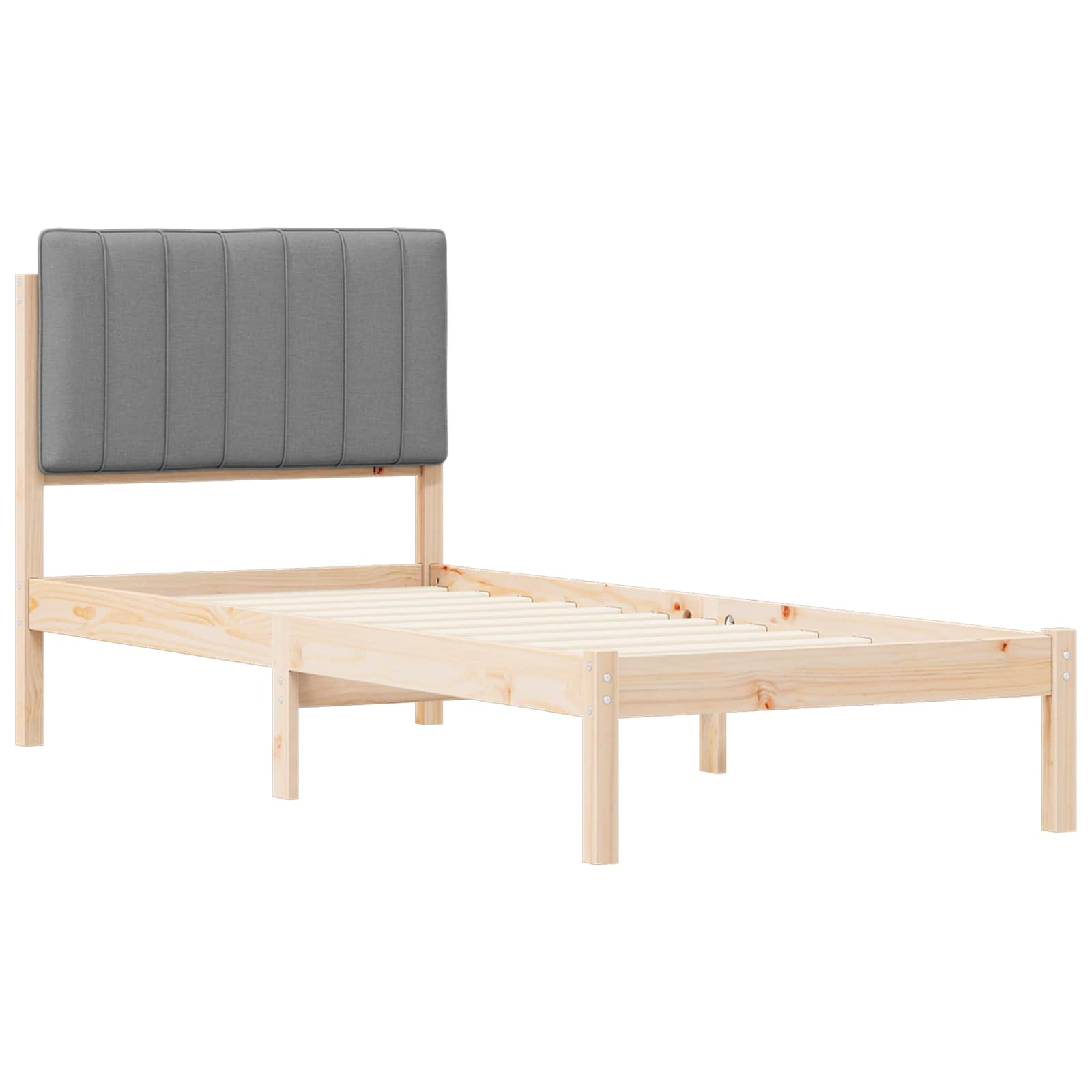 Rám Postele S Čalouněným Čelem Světle Šedá 75 X 190 Cm