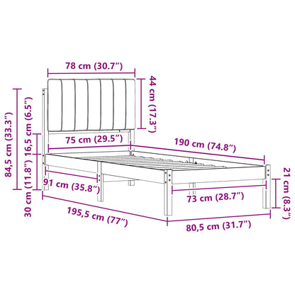 Rám Postele S Čalouněným Čelem Tmavě Šedá 75 X 190 Cm