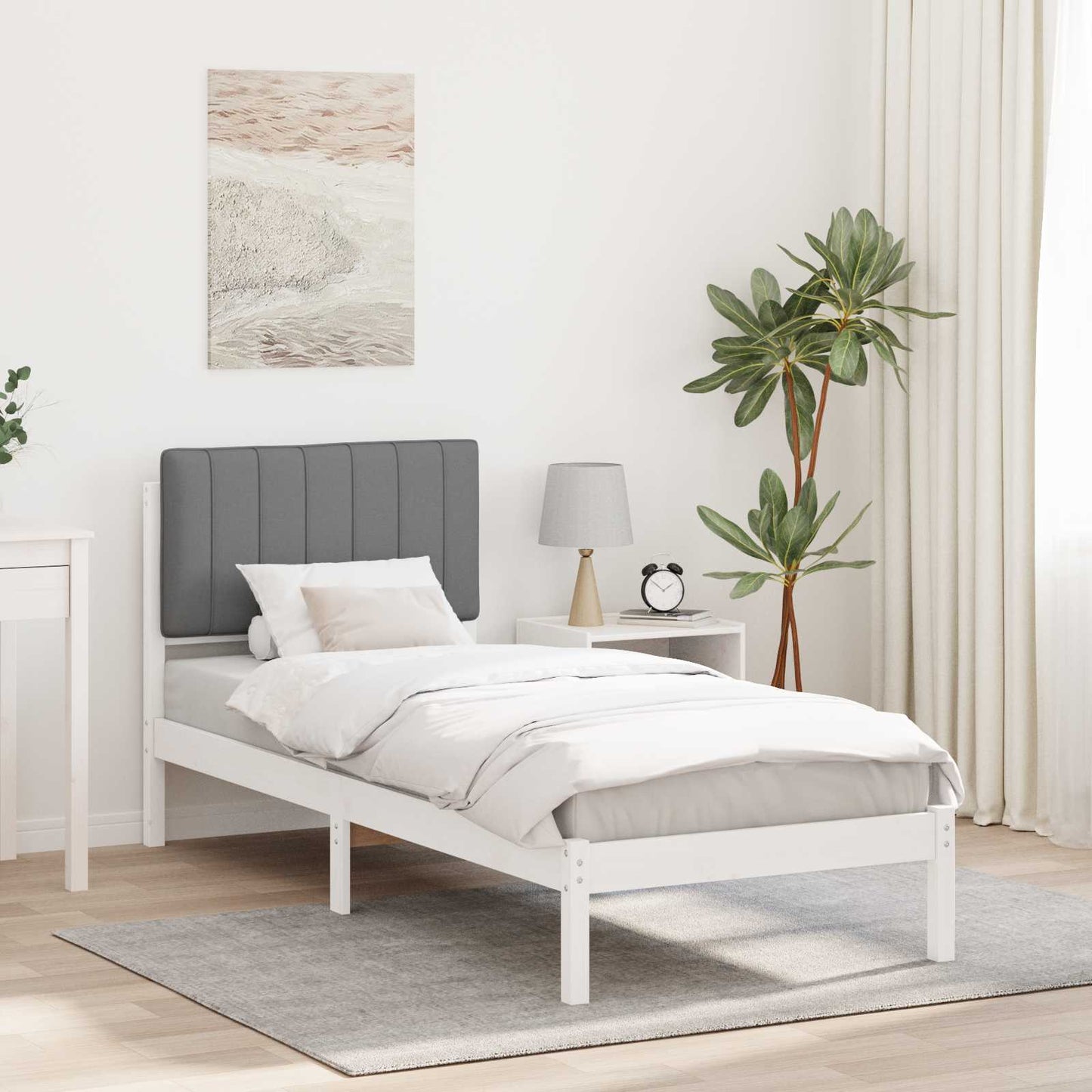Rám Postele S Čalouněným Čelem Světle Šedá 75 X 190 Cm